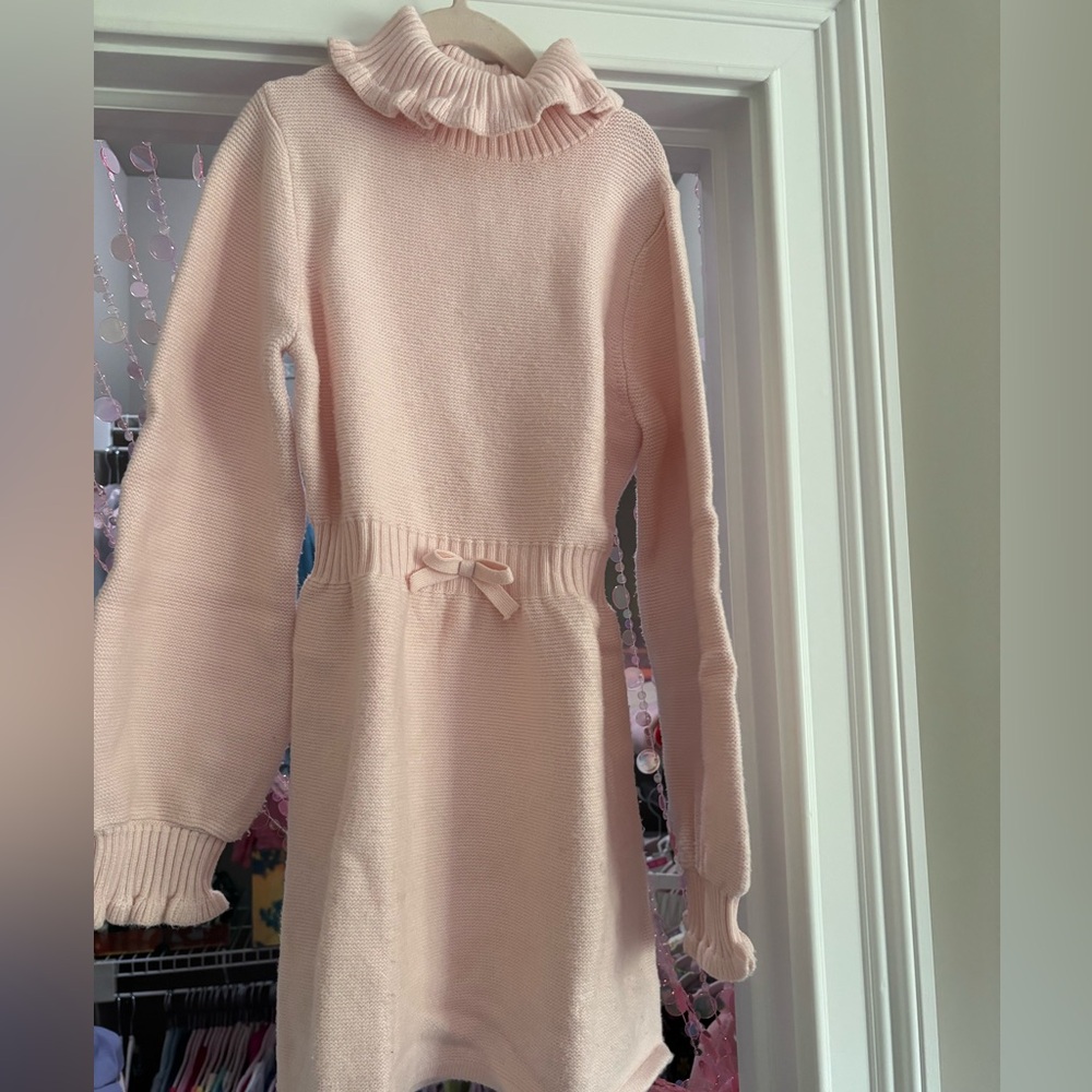 Janie & Jack cozy joy pink sweater dress- size 8